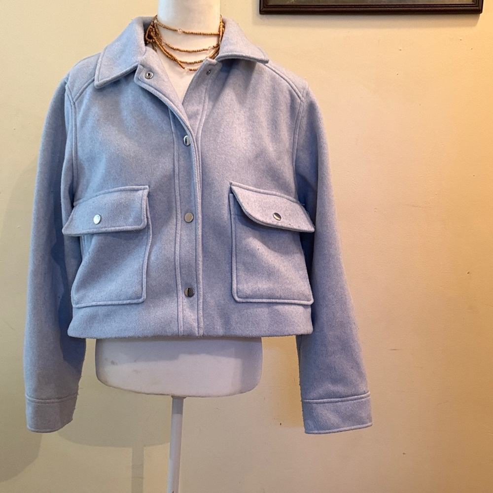 Zara Women's Light Blue Utility Jacket